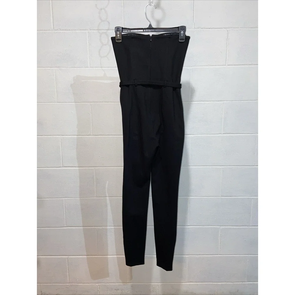 Generation Love Women's Tessa Ponte Jumpsuit 2 Black Fitted Stretch‎ Belted NEW